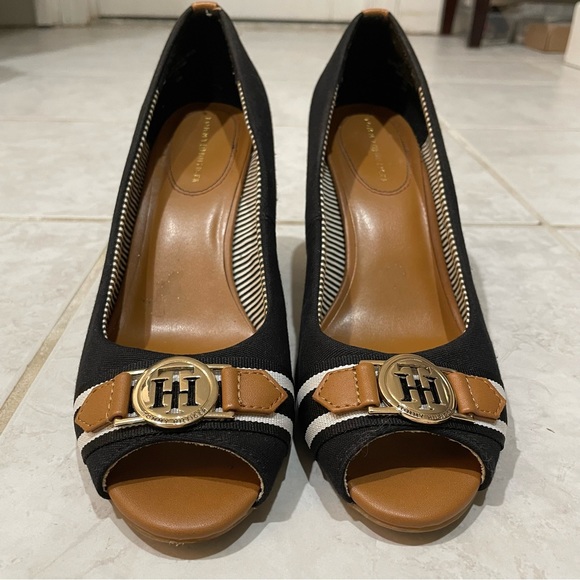 Tommy Hilfiger Shoes - Tommy Hilfiger Peep-Toe Cork Wedges, size 8
